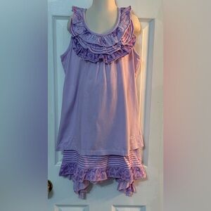 Naartjie Floral Frills Top & Asymmetrical Skirt Delight Purple Sz 12 NWT